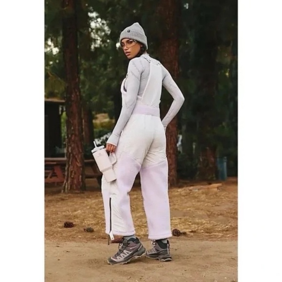 FP Movement Hit the Slopes Overalls Snow Bibs Purple White Sz M - Picture 3 of 15